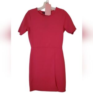 Nasty Gal hot pink mini dress with micro side slit, size 6